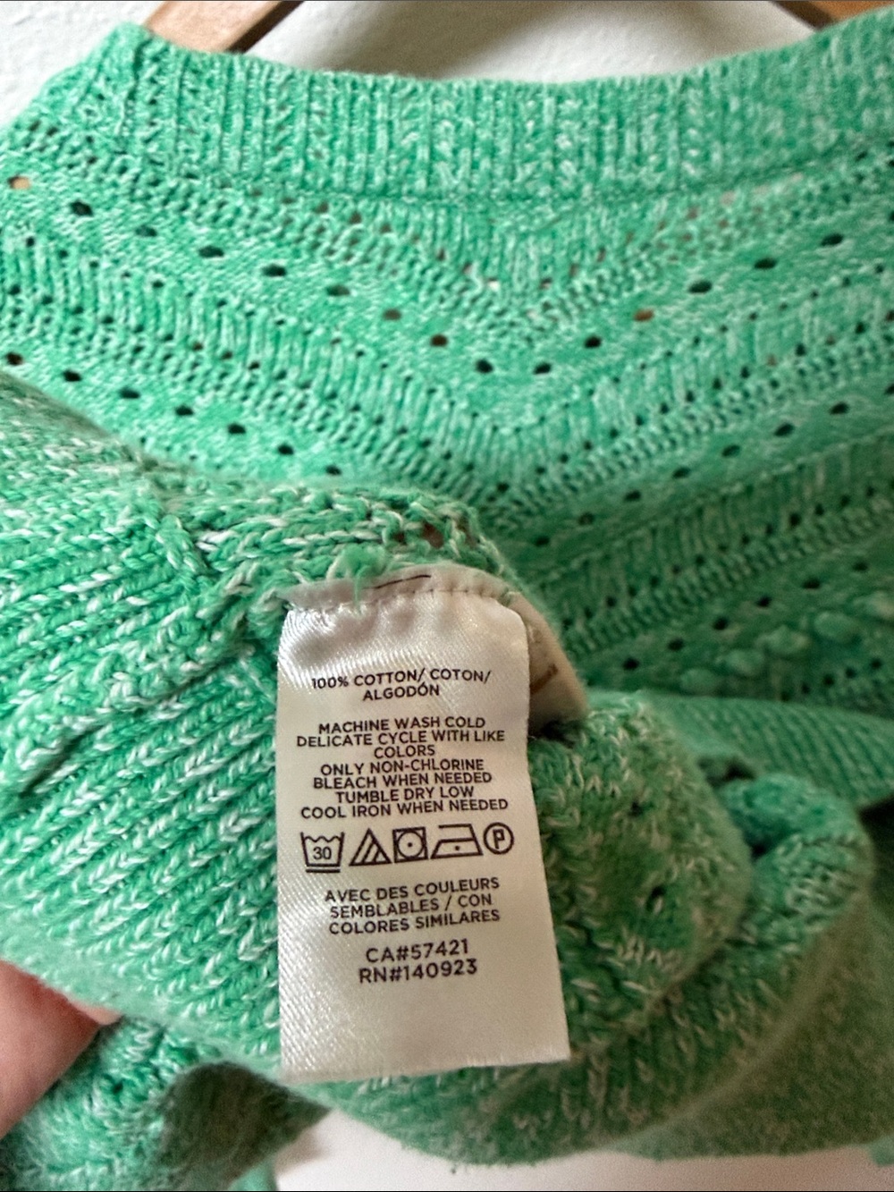 LOFT Seafoam Open-Knit Crewneck Sweater women’s size S - Picture 4 of 4